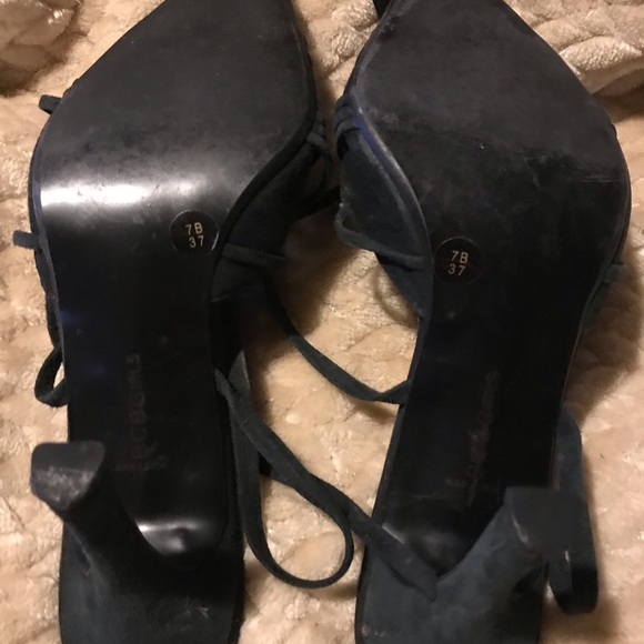 BCBG Pointy Strappy Black Suede Heels - Picture 3 of 3